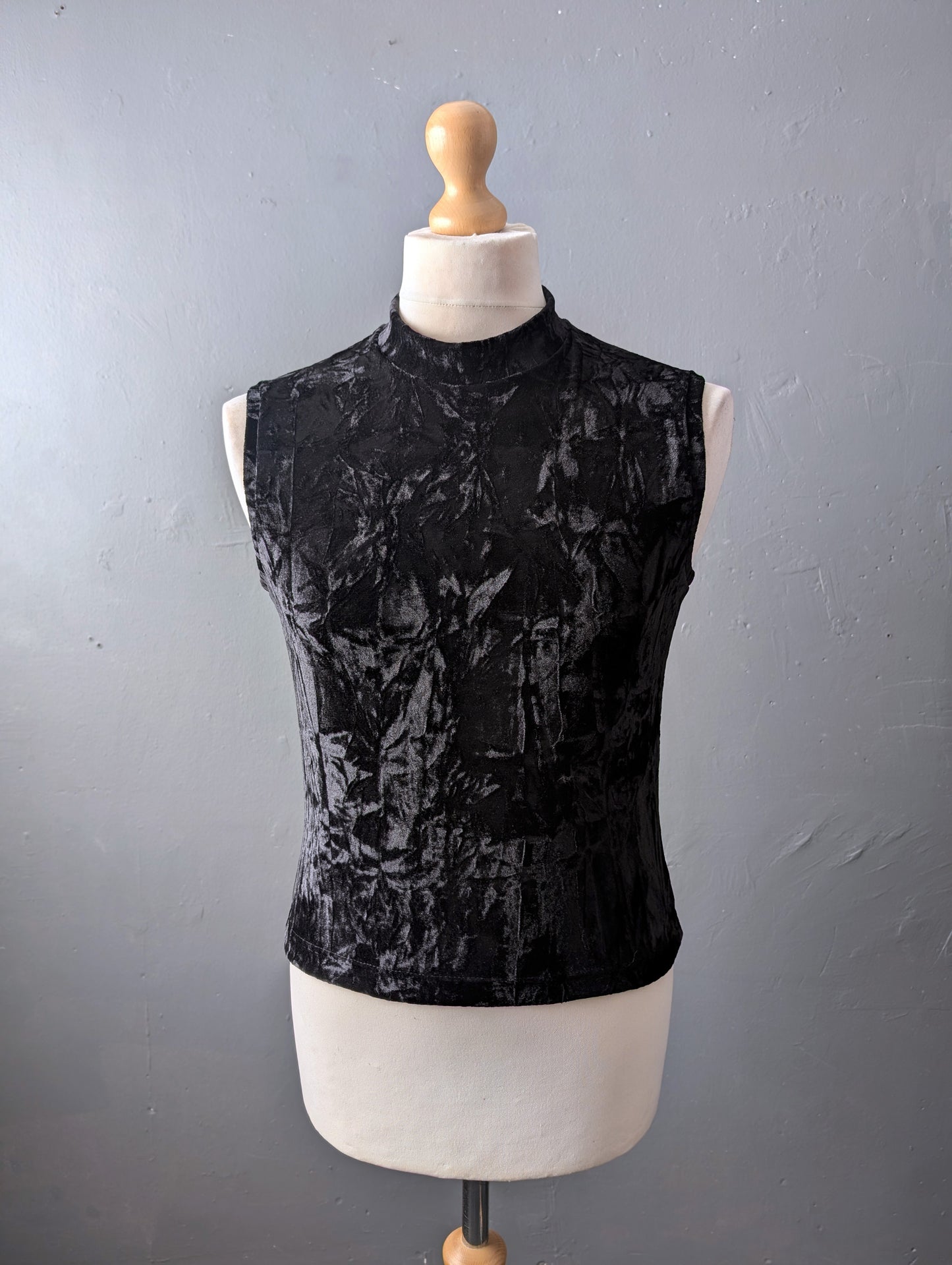 Mens Black Crushed Velvet Tank Top