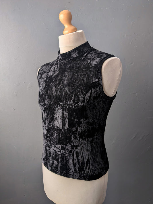 Mens Black Crushed Velvet Tank Top