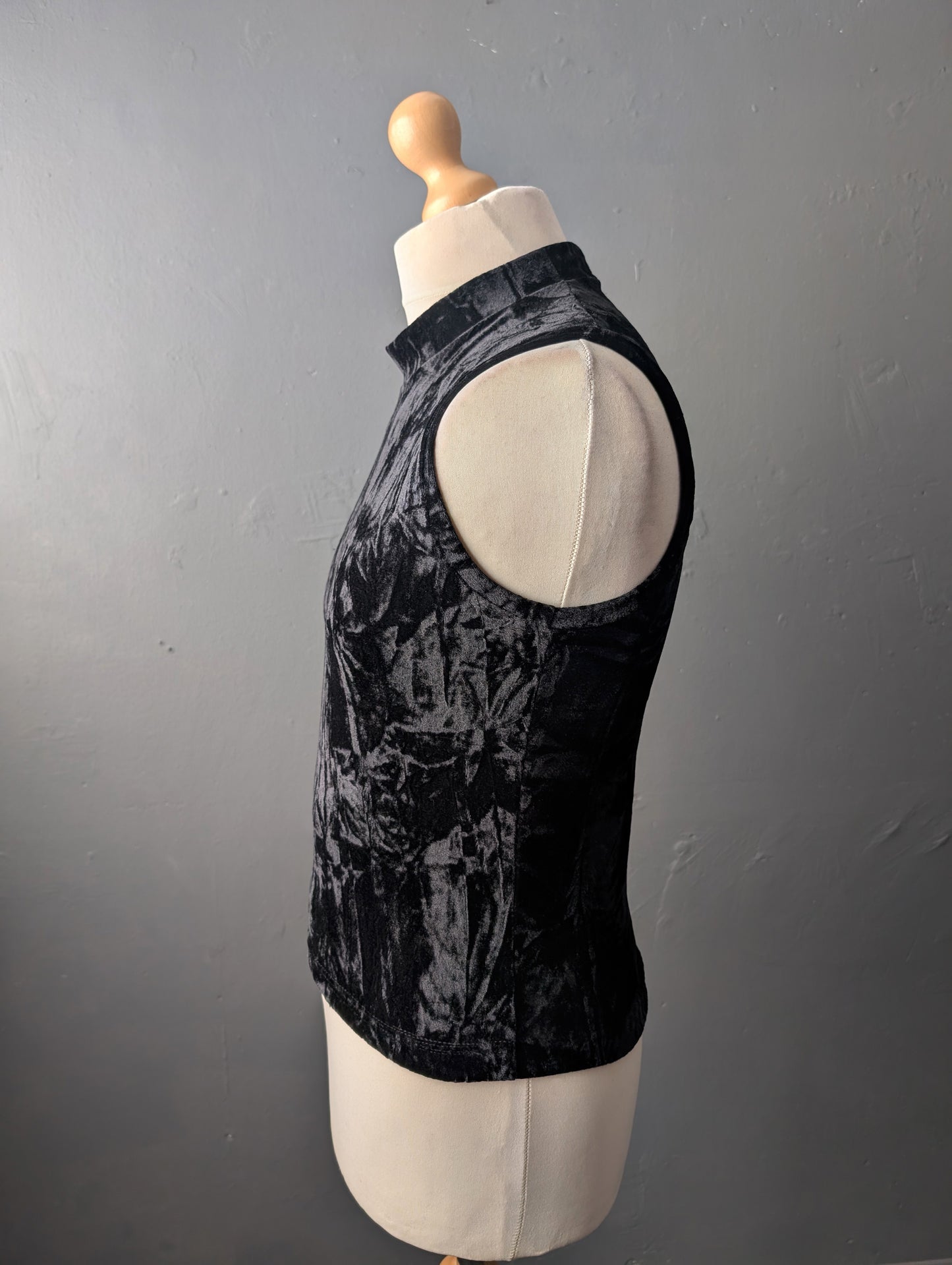 Mens Black Crushed Velvet Tank Top