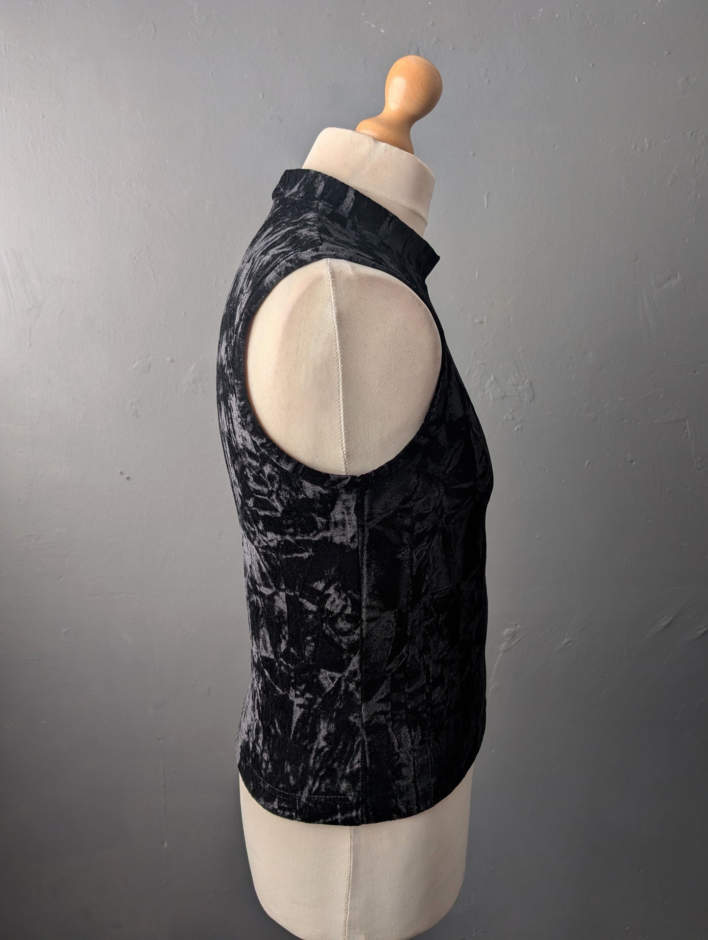 Mens Black Crushed Velvet Tank Top