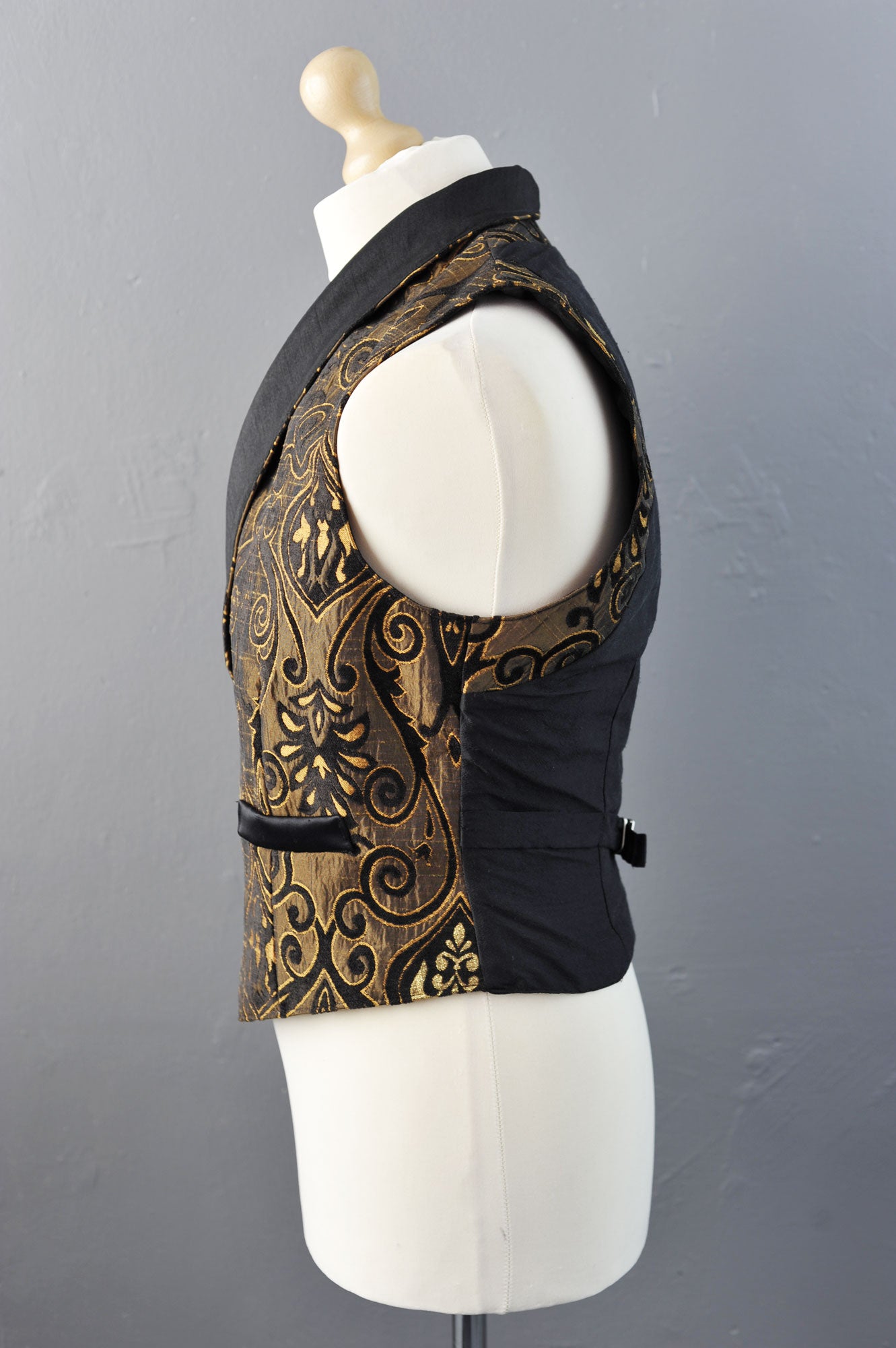 Mens Steampunk Double Breasted Waistcoat in Bronze Brocade