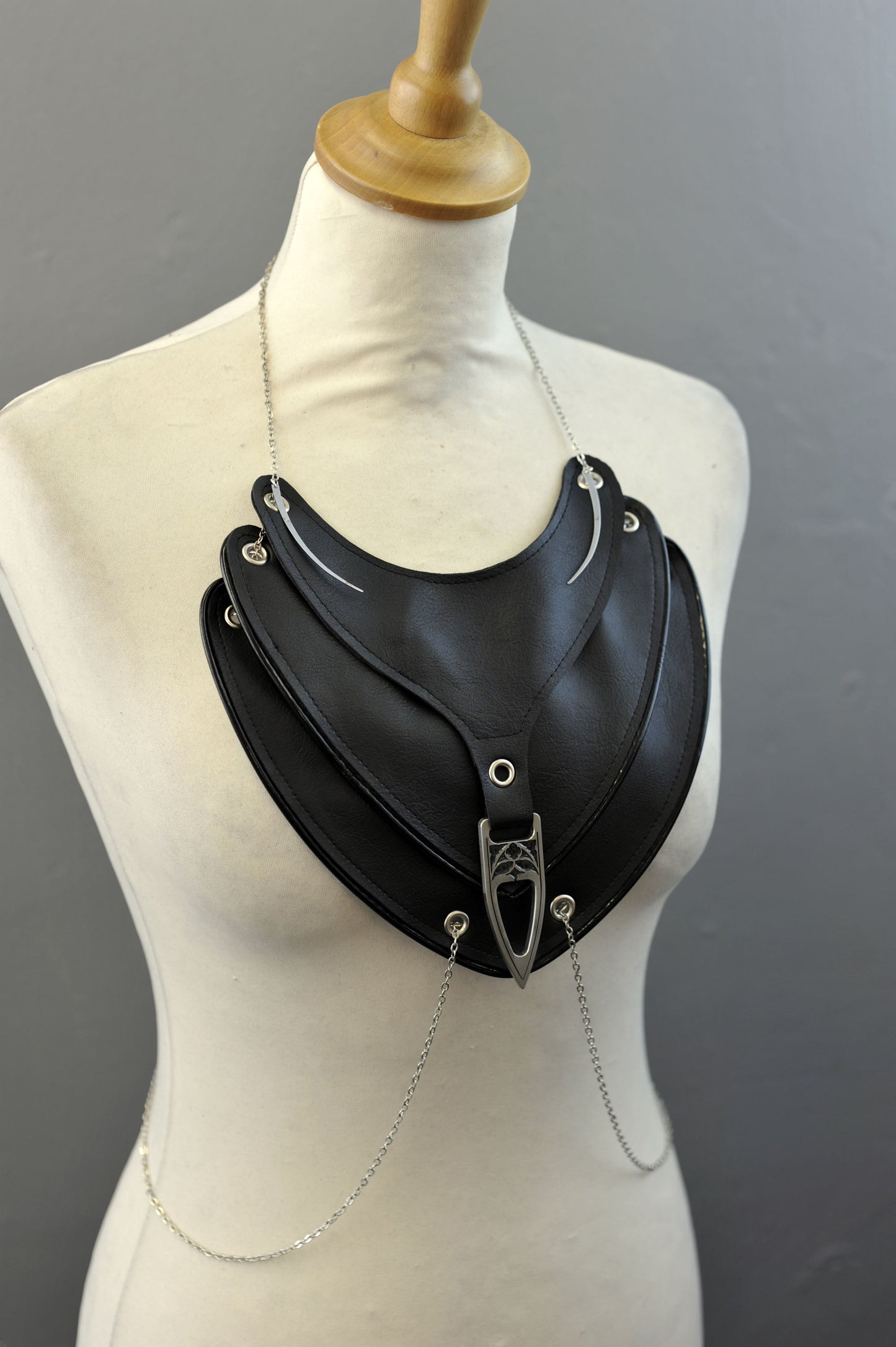 Cyber Goth Breastplate Armour Gorget Necklace, Futuristic Plastron Jewellery