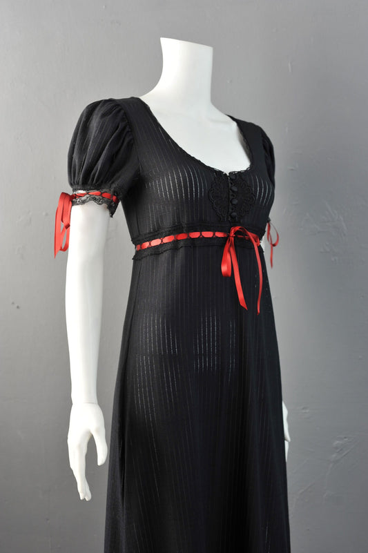 Empire Waist Lace Dress with Puff Sleeves, Gothic Regency Style Maxi, Small to Plus Size