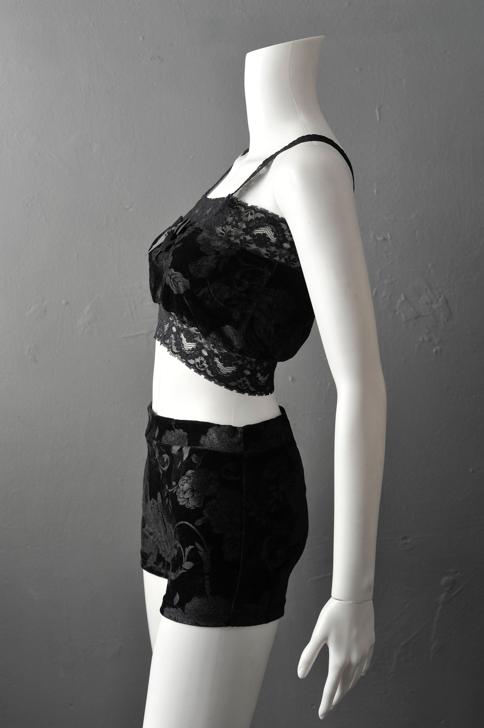 Rose Velvet Bandeau Top, Gothic Lingerie, Dark Romantic Goth