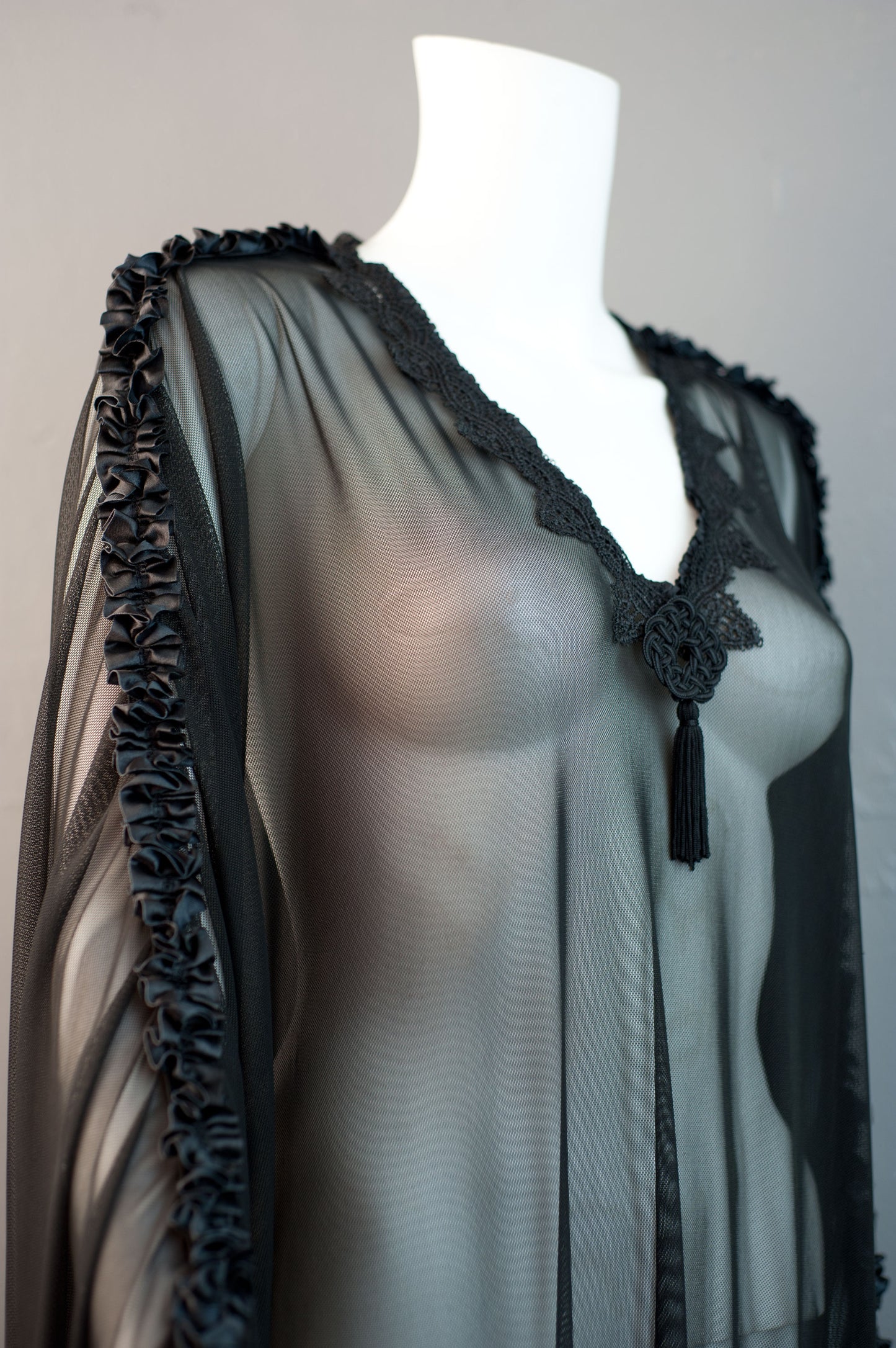 Gothic Mesh Kaftan, Sheer See Through Dress, Vampire Loungewear
