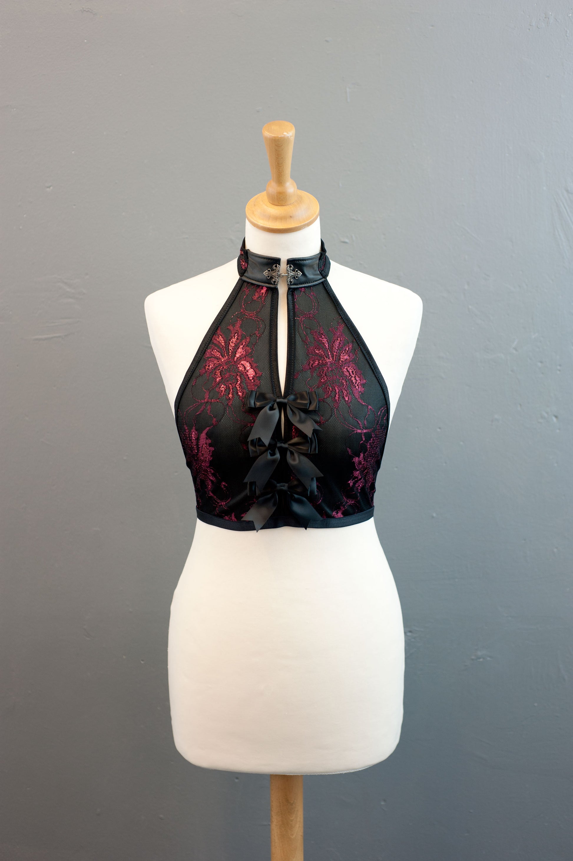 Satin Bow Halterneck Crop Top