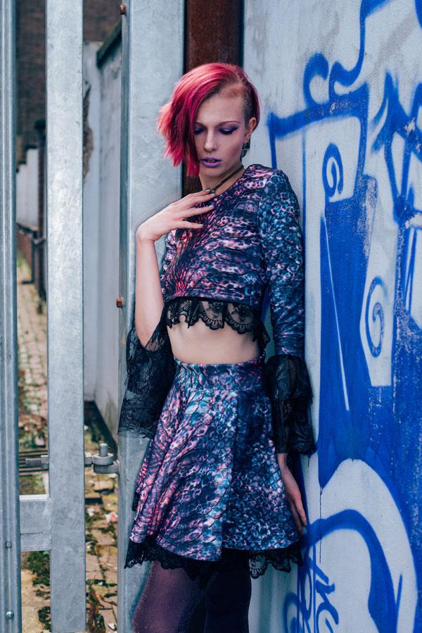 Skirt - Pastel Goth Rainbow Dragon Skater Skirt
