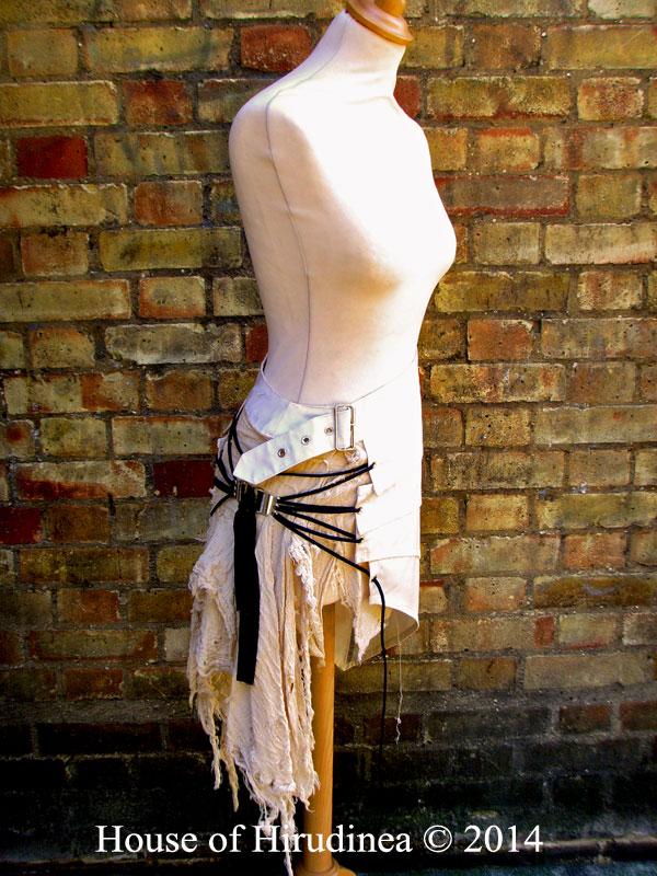 Post Apocalyptic Skirt In Antiqued White
