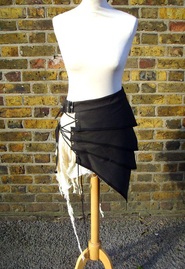  Post Apocalyptic Skirt In Black And White, Sizes Small To XXL